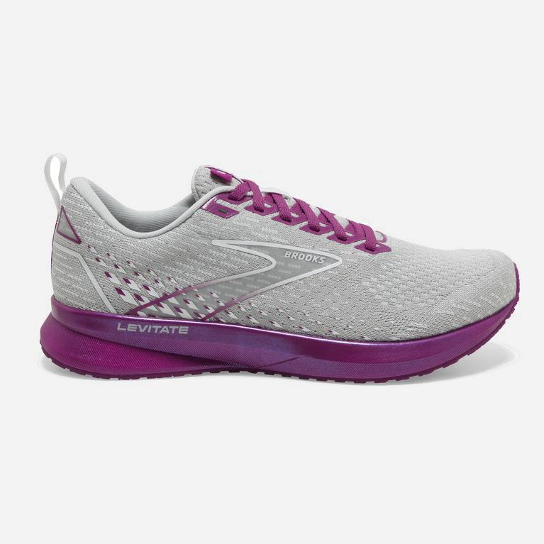 Brooks Levitate 5 Hardloopschoenen voor Dames Grijs/Lavendel Paars (MPEJX-5479)